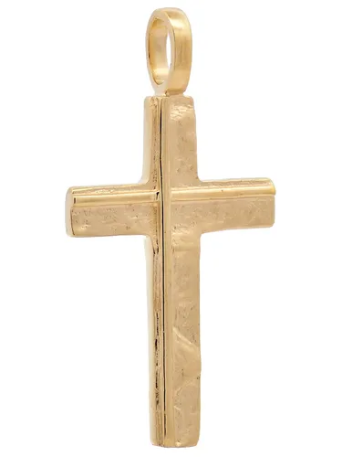 Kettenanhänger Gold Anhänger Kreuz massiv 585 - 14 Karat Gold - Eleganter Kettenanhänger aus 585er Gelbgold im Kreuzdesign. Ideal für besondere Anlässe und als zeitloses Schmuckstück. Perfekt für jede Panzerkette.