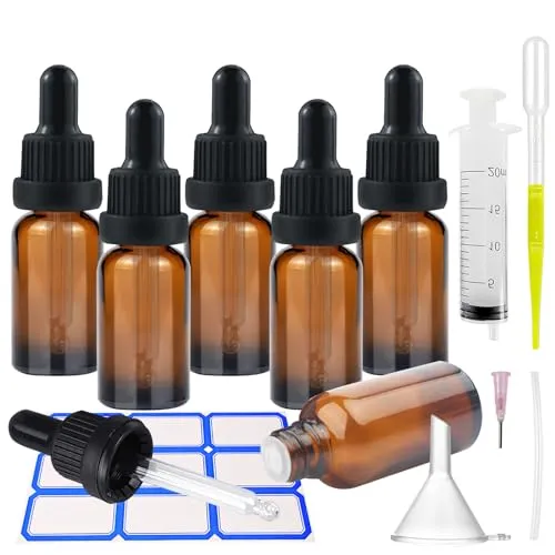 Impoditiongs 6 Stück 10ml Pipettenflasche, Apothekerflasche Braunglas mit Dropper Pipette Glas, Parfümöle,Aromatherapie, Liquid Dyes Aromatherapy Blends (Braun, 10ml)