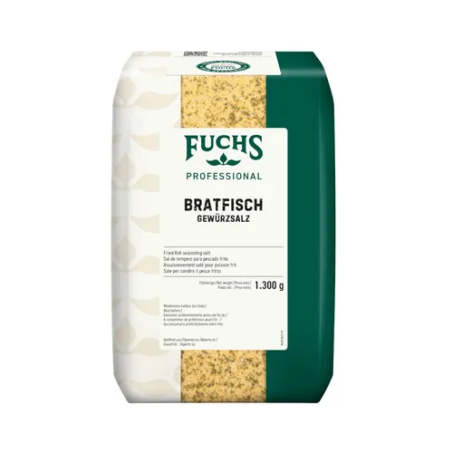 Fuchs Professional Bratfisch Gewürzsalz 1,3 kg - Profi-Qualität für gebratenen Fisch - Verleihen Sie gebratenem Fisch eine schmackhafte Note ohne zusätzliches Salzen! Ideal für Großverbraucher, in recyclebarem Beutel, frei von Zusatzstoffen.