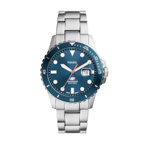 Fossil Blue Herren Uhr - Quarzwerk mit Edelstahl- oder Lederarmband - Armbanduhren für Herren, stilvolles Design mit blauem Zifferblatt und wasserdicht bis 100 m, ideal für Sport und Alltag.