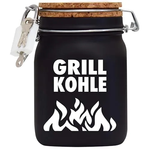 Spardose Grill Kohle Design1 - Kreative Geldgeschenkidee - Sparbüchse im Grill Kohle Design, handgefertigt in Deutschland. Perfekt für Geschenke zu jedem Anlass – personalisierbar und mit Korkdeckel für einfaches Sparen!
