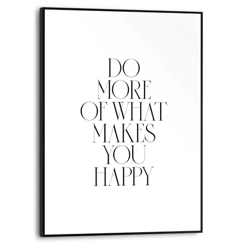 REINDERS Gerahmtes Bild, More Happiness, Home Office, Poster, Wanddeko, Room Decor, MDF, Schwarz-Weiß, 40x30cm