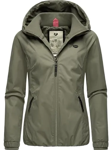 Ragwear Damen Übergangsjacke Dizzie Intl Olive024, Gr. XS - Funktionsjacke aus 100% veganem Material, wasserdicht und winddicht, ideal für Outdoor-Aktivitäten in der Übergangszeit mit bequemer Passform und praktischen Taschen.