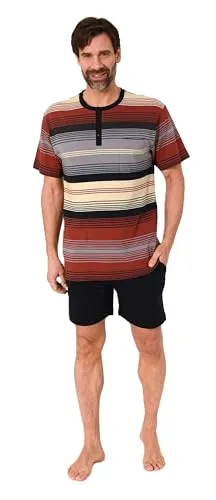 Normann Herren Schlafanzug Kurzarm Shorty mit Knopfleiste am Hals - auch in Übergrößen, Farbe:dunkelgrau, Größe:52