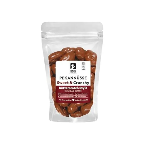 Bremer Gewürzhandel Pekannüsse Butterscotch, Pekannüsse in Vollmilch-Schokolade mit Butterscotcharoma, 150g