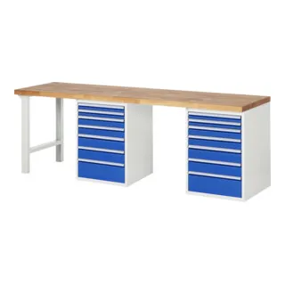 Rau Werkbank 7517A8 mit 14 Schubladen - Robuste Werkbank (B2500xT700xH890mm) mit 14 praktischen Schubladen für optimalen Stauraum. Ideal für Werkstätten und Hobbyräume.