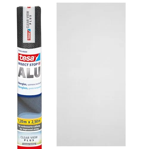 TESA 55442-00 Insect Stop Clear-View Fliegengitter - Fliegengitter mit verbessertem Fiberglasgewebe für optimale Durchsicht und Belüftung, ideal für allergische Personen und schützt vor Insekten.