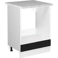 Vicco Herdumbauschrank R-Line, Schwarz Hochglanz/Weiß, 60 cm - Herdumbauschrank für moderne Küchen, bietet eleganten Stauraum und Flexibilität durch umstellbare Module. Inklusive höhenverstellbarer Füße und Arbeitsplatte für komfortables Kochen.