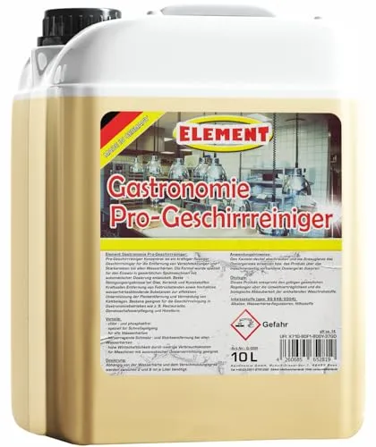Element Geschirrreiniger für gewerbliche Spülmaschinen flüssig 10 Liter | Maschinenspülmittel Profi 10L | SET 2 Kanister a 5 Liter | Geschirrreiniger ohne Chlor | Geschirrspülmittel Gastro |
