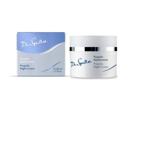 Propolis Nachtcreme 50ml Dr Spiller - Tagespflege für unreine Haut mit UVA-Schutz und tierversuchsfreien Inhaltsstoffen, angereichert mit Propolis und Vitamin A für eine regenerierende Wirkung über Nacht.