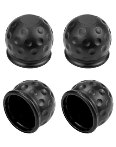 QWORK® 4 Stück Anhängerkupplung Abdeckung, 50 mm Gummi Anhängerkupplung Schutzkappe Anhängerkupplung Kugelkopf für Anhänger PKW LKW RV (Schwarz)