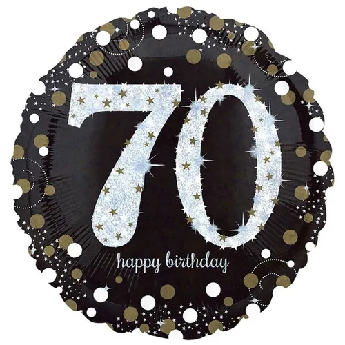 FOLIENBALLON ZAHL SPARKLING - 70 - HAPPY BIRTHDAY 43cm NEU OVP