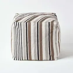 Produktbild Designer Hocker Pouf Würfel Selam Grau Weiß - S - Homescapes