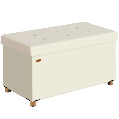 Casaria Sitzbank Samt Beige Faltbar mit 300kg Belastbarkeit - Elegante Samt-Sitzbank mit 100L Stauraum und robustem Design. Ideal für Flur, Wohnzimmer oder Schlafzimmer – klappbar und platzsparend!