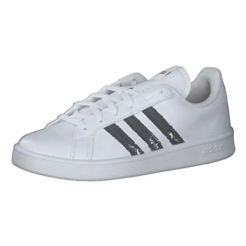 Adidas Damen Grand Court Sneakers - Mehrfarbig Ftwbla Carbon Gridos, 38 2/3 EU - Damen-Sneaker mit Memory Foam-Einlegesohle und Cloudfoam-Zwischensohle für ultimativen Komfort und Stil.