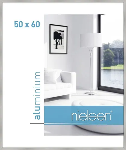 nielsen Bilderrahmen 50 x 60 cm, Aluminium Silber matt - Eleganter Bilderrahmen aus hochwertigem Aluminium, ideal für Poster im Hoch- und Querformat. Made in Germany mit Echtglas und einfacher Montage.