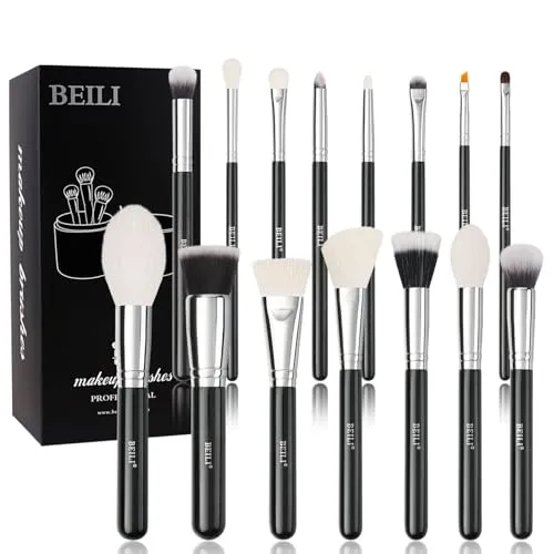 BEILI Schminkpinsel Set,15PC Pinselset Makeup Professionelles Foundation Make up Pinsel Set Premium Puderpinsel Lidschatten Blush Natürliches Ziegenhaar