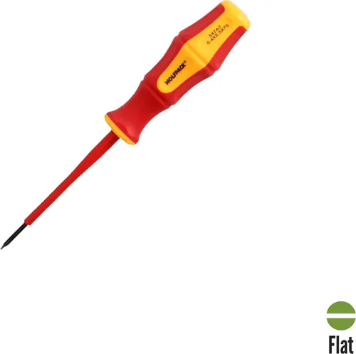 Isolierter Flachschraubendreher VDE 1.000 V . Größe 0,4 x Ø 2,5 x 75 mm.