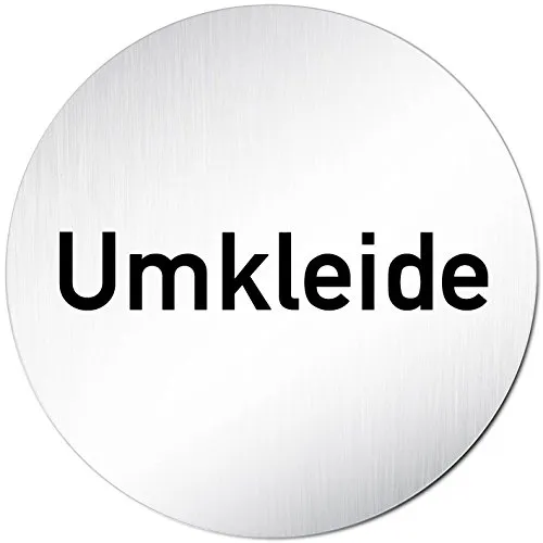 Türschilder24 XXL Türschild • Ø 100 mm rund • Schild Umkleide • aus veredeltem Aluminium Vollmaterial • geschliffene Edelstahloptik • 100% Made in Germany