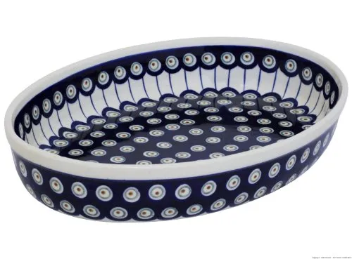 Original Bunzlauer Keramik Auflaufform oval 23.0x31,0x6.0cm (LxBxH), 1,8 Liter, für 3-4 Personen im Dekor 8