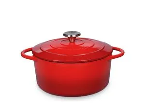 KÜCHENPROFI Bratentopf PROVENCE 24cm - Pfannen - Rundbräter aus emailliertem Gusseisen, ofenfest und induktionsfähig, ideal für schmackhafte Gerichte mit 4,2L Kapazität.