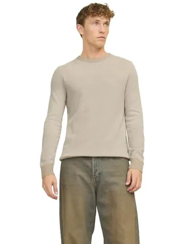 JACK & JONES Einfarbiger Strickpullover für Herren - Pullover für Herren mit normalem Schnitt, aus 50% Bio-Baumwolle für nachhaltigen Tragekomfort.