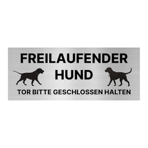 Hinweisschild Freilaufender Hund Tor bitte geschlossen halten 20x8 cm Vorsicht Hund