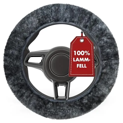 WALSER Lammfell Lenkradbezug Auto - Lenkradhülle aus 100% echtem Lammfell, sorgt für perfekten Komfort und Temperaturregulierung im Auto. Ideal für alle gängigen Fahrzeuge mit 37-39 cm Durchmesser.