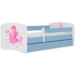 Raumhirsch Kinderbett Prinzessin zu Pferd, Blau, 90x180 cm - Kinderzimmermöbel mit abnehmbarer Schutzschiene für maximale Sicherheit und geräumiger Schublade für praktischen Stauraum. Robuste Konstruktion für langlebigen Komfort.