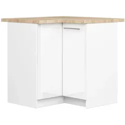 Raumhirsch Furniture Unterschrank Weiß Hochglanz, 90x85x46 cm - Stylischer Unterschrank für die Küche mit zwei klappbaren Türen und zwei praktischen Einlegeböden. Ideal zur individuellen Gestaltung Ihrer Traumküche und perfekt für modernen sowie klassischen Stil.