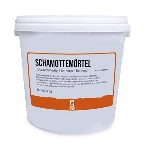 Feuerfest 123 - Schamottemörtel 3 kg für Kaminöfen & Grills - Hochwertiger Schamottemörtel für den Feuerfestbau, ideal für Grill- und Gartenkamine. Mit keramischer Abbindung für hohe Hitzebeständigkeit bis zu 1.450 °C und lange Verarbeitungszeit für präzises Arbeiten.