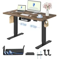 FLEXISPOT E1 Pro Elektrisch Höhenverstellbarer Schreibtisch 120x80cm 25MM EINTEILIGE TISCHPLATTE Doppelmotor 120KG Tragkraft 4 Speicherplätze (Br... - Braun