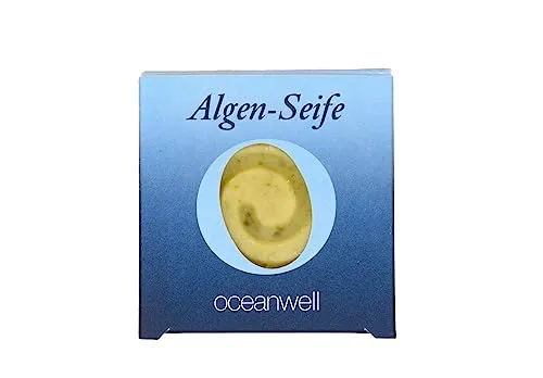 Oceanwell Basic | Algen-Seife | Reinigung für Gesicht, Körper Hände | Mit pflegenden Ölen | NATRUE zertifizierte Naturkosmetik | Vegan | 80 g