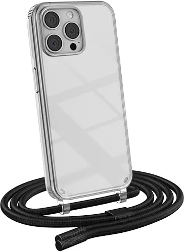 MyGadget Handykette für iPhone 14 Pro - [ Hülle mit Band abnehmbar & verstellbar ] - Handyhülle mit Handyband zum Umhängen Schnur Case Schutzhülle - Schwarz