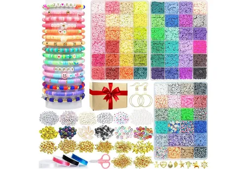 Refined Living Schmuckset Bastelperlen, 72 Farben 11520 Stück Perlen Set, Armband DIY Set (Perlen Set Zum Auffädeln, 6mm Perlen für Armbänder, Enthält 11520 Perlen, 358 Buchstaben, 125 Farbperlen, 50 Herzperlen und mehr. Armband Perlen Set, Perlenset Polymer Clay Beads, 1-tlg., Buchstabenperlen für Schmuck, Perlen für Kinder Erwachsene), Perfekt für Armbänder, Halsketten & Fußketten & Schlüsselanhänger