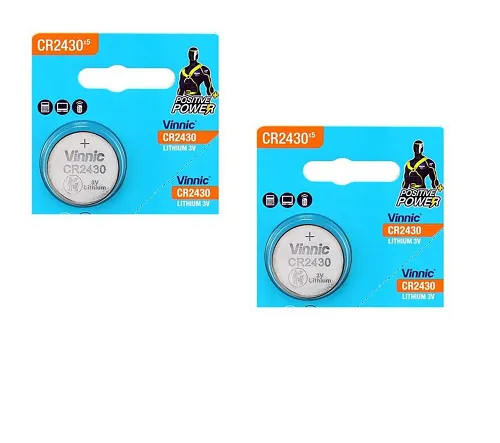 2x Vinnic CR2430 Lithium-Knopfzelle 3V 275mAh 24,5x3,0mm im Blister 0% Hg