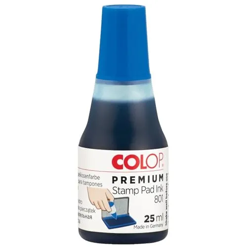 COLOP Premium Stempel-Farbe 801 blau, auf Wasserbasis, dermatologisch getestet, 25 ml Fläschchen