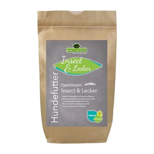 Schecker Trockenfutter mit Insektenprotein - Insect & Lecker - Hypoallergen Hundefutter mit 14% Insektenprotein, ideal für Allergiker und sensitive Rassen. Umweltfreundlich, getreide- und fleischfrei, aus regionaler Zucht für eine gesunde Ernährung.