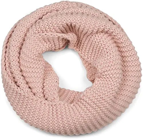 styleBREAKER Damen Strick Loop Schal - warmer Schlauchschal in Rose - Schals für Damen: Warmer Strick Loop Schal im edlen Linksstrickmuster, aus weichem, elastischem Material für hohen Tragekomfort auch bei Kälte. Ideal zum zweimaligen Umwickeln! Größe: ca. 57 x 35 cm.