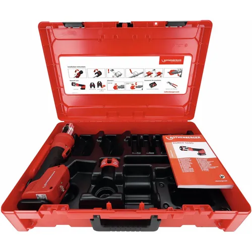 ROTHENBERGER ROMAX NANO Grundmaschine CAS - Spannungsmessgeräte mit eRotationDrive-Technologie für präzise Verpressungen bis 108mm. Kleinste und leichteste 32kN-Maschine (nur 2,3kg) mit Smart Connectivity für effiziente Pressvorgänge.