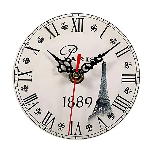 Ausla 12 cm Wanduhr Retro Rustikale Batteriebetriebene Uhren, Dekoratives Holz, Leicht Lesbar für Küche, Schlafzimmer, Wohnzimmer(#6)