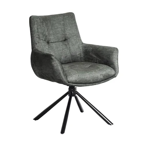 riess-ambiente Drehstuhl SIGNATURE moosgrün/schwarz - Samt, Metall, drehbar mit Armlehne - Eleganter Drehstuhl in moosgrün mit Samtbezug und stabilen Metallgestell. Ideal für Esszimmer und Büro, bietet er mit Taschenfederkern-Polsterung und 360° Drehfunktion höchsten Komfort und Bewegungsfreiheit.