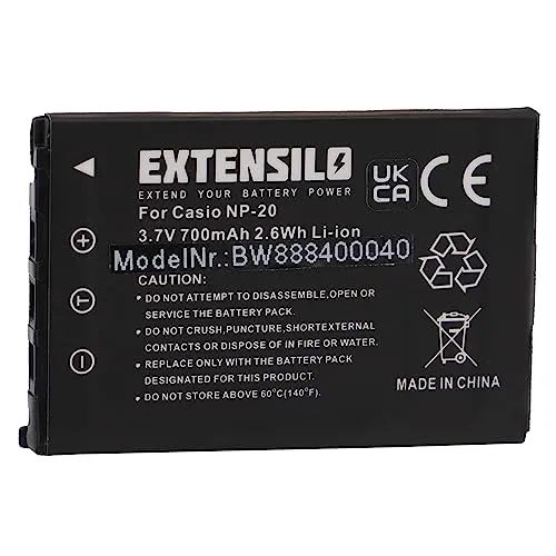 EXTENSILO Akku kompatibel mit Casio Exilim EX-S880, EX-Z11, EX-Z12, EX-Z3, EX-Z4, EX-Z5 Kamera (700mAh, 3,7V, Li-Ion)