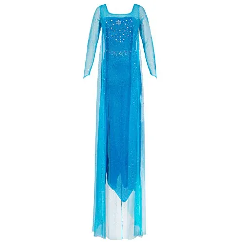 Katara Partyanzug Prinzessin Elsa Kostümkleid - Kostüme für Damen, zauberhaftes Eiskönigin Elsa Kleid in Blau, ideal für Fasching und Karneval, erhältlich in Größe M (38-40), dehnbares Material für optimalen Tragekomfort.
