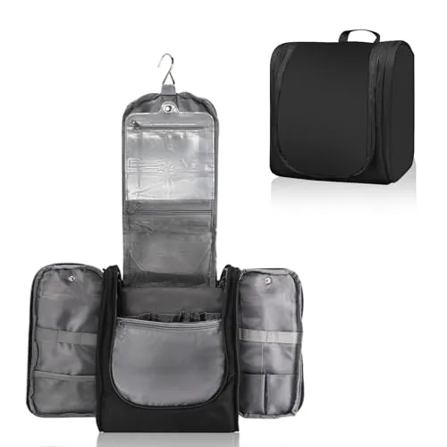 Zikenis kulturbeutel zum Aufhängen, Kulturtasche mit Haken, Kosmetiktasche, Waschtasche, Reise Kulturbeutel für Herren und Damen, Wasserdicht, Oxford-Stoff, für Reisen, Geschäftsreise, Camping