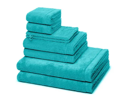 Cawö Handtuch Set Lifestyle, Walkfrottee in blau von Cawö