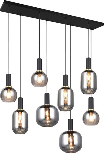 Trio Leuchten Hängeleuchte Diva, Schwarz & Chrom - Elegante Pendelleuchte aus Metall und Glas, 32.5x150x120 cm, ideal für stilvolle Innenräume und schafft eine gemütliche Atmosphäre.