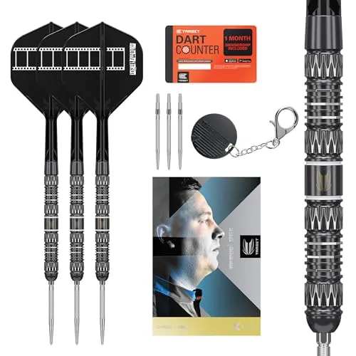 Target Darts Chris Dobey Stahlspitze 95K Dart-Set, 22G, K-Flex Nr. 2 Flights & Shafts, Swiss GRD Silver Points & SP-Werkzeug im Lieferumfang enthalten | Player Edition Professional Dart-Sets