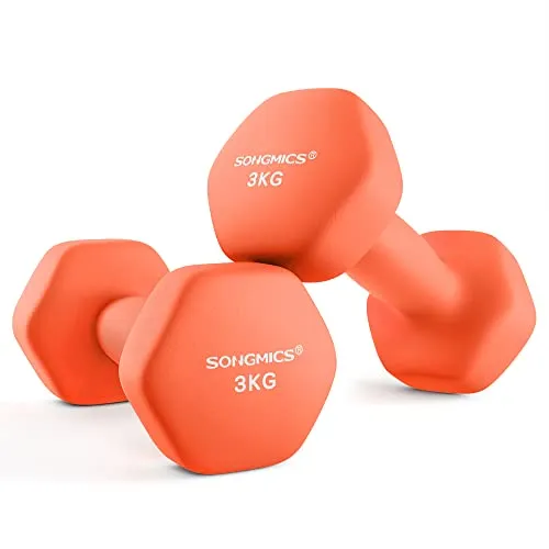 SONGMICS Hanteln, 2 x 3 kg, Hexagon Kurzhanteln, Neopren-Beschichtung