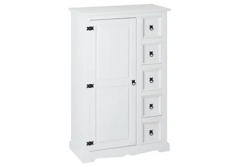 IDIMEX Hochschrank TEQUILA - Hochwertige Kommode aus Kiefernholz - Hochschrank TEQUILA aus massivem Kiefernholz, mit 5 geräumigen Schubladen und 3 Einlegeböden für optimale Aufbewahrung. Stilvolles Design mit rustikalem Charme für jedes Zuhause.